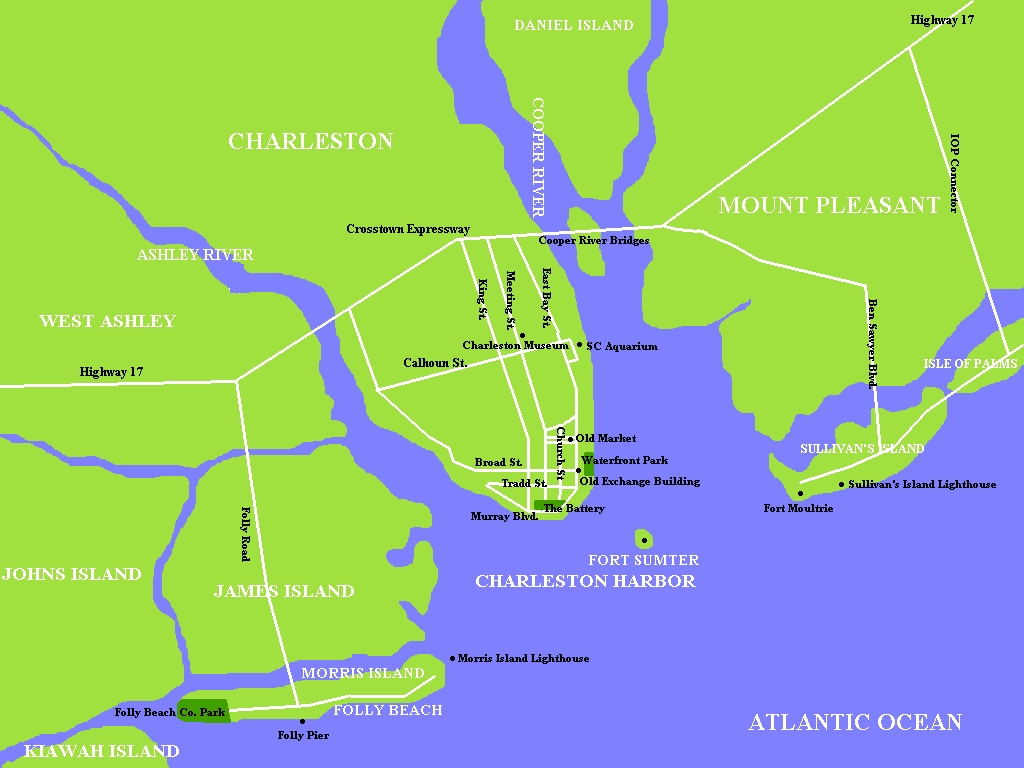 Map of Ashley and Cooper Rivers